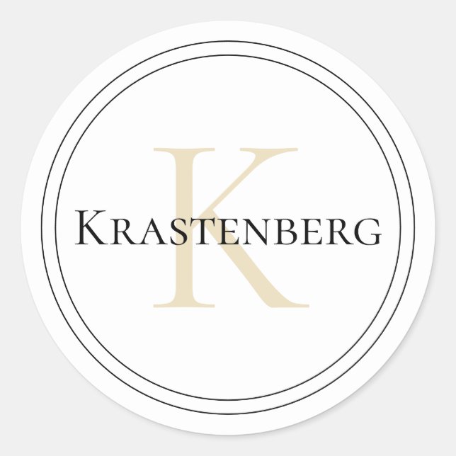 Adesivo Nome Personalizado da Família Monograma White Crem (Frente)