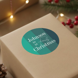 Adesivo Nome Personalizado da Família Stripes Verde Natal