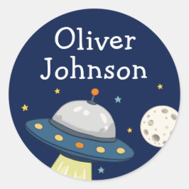 Adesivo Nome Personalizado da Lua UFO Espaço