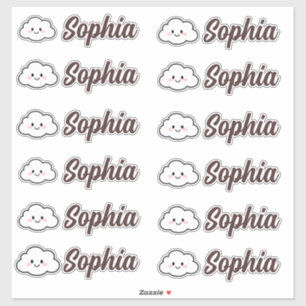 Adesivo Nome Personalizado da Nuvem Kawaii Cute