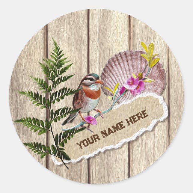 Adesivo Nome Personalizado da Pintura de Óleo de Madeira T (Frente)