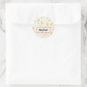 Adesivo Nome personalizado das folhas tropicais laranja cr