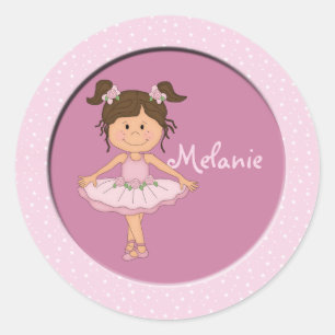 Adesivo Nome Personalizado de Ballerina Cor-de-Rosa 3