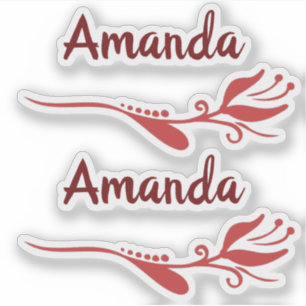 Adesivo Nome Personalizado de Borgonha Rosa Brilhante de F