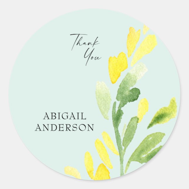 Adesivo Nome Personalizado de Casa Amarelo de Flores Selva (Frente)