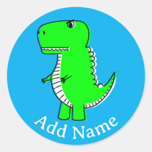 Adesivo Nome Personalizado de Desenho do Dinossauro Verde