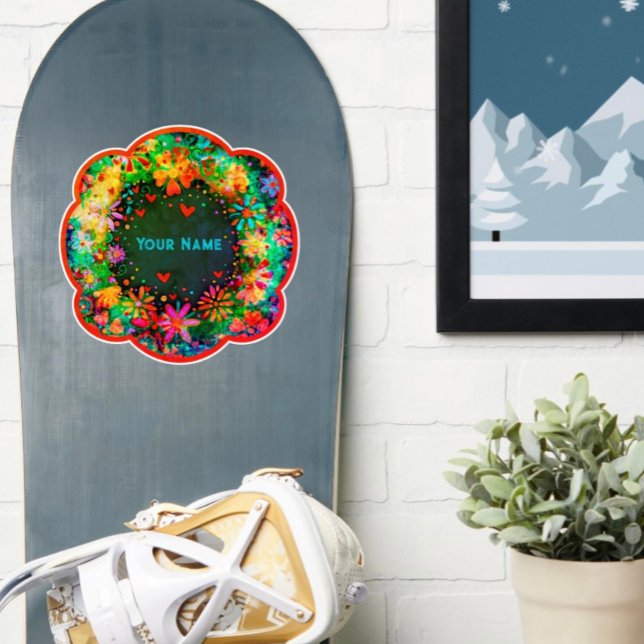 Adesivo Nome Personalizado de Diversão Floral do Boho Insp (Criador carregado)