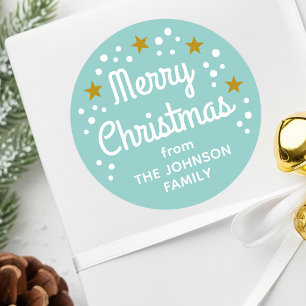 Adesivo Nome Personalizado de Feliz Natal Simples Casa Azu