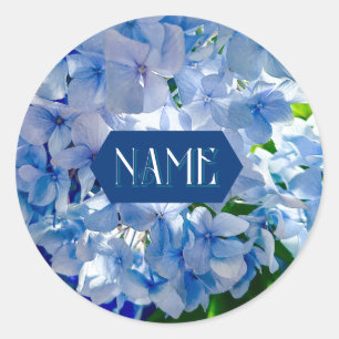 Adesivo Nome Personalizado de Hydrangeas Azul