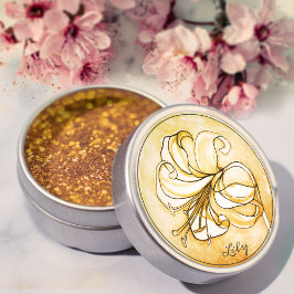 Adesivo Nome Personalizado de Lily Amarela Elegante