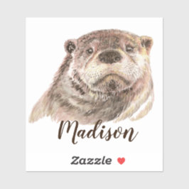 Adesivo Nome Personalizado de Lontra Aquarela