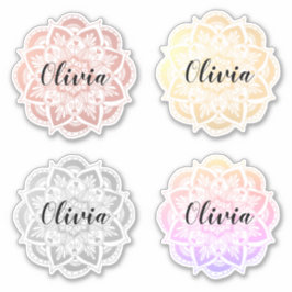 Adesivo Nome Personalizado de Mandala Multicolorido Person