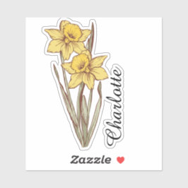 Adesivo Nome Personalizado de Narciso Floral Personalizada