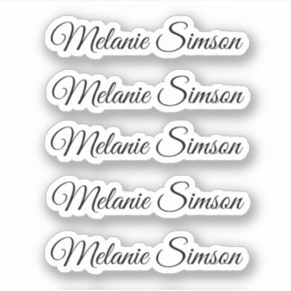 Adesivo Nome personalizado de script branco preto elegante