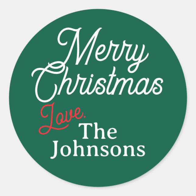 Adesivo Nome Personalizado de Script Branco Vermelho Feliz (Frente)