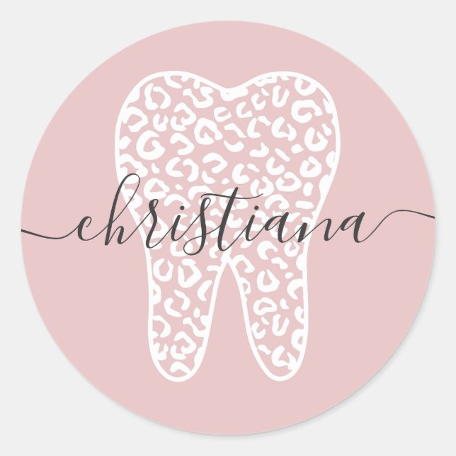 Adesivo Nome Personalizado Dente de Impressão Leopardo Den (Frente)
