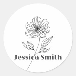 Adesivo Nome personalizado Desenho da Linha de Flor Minima