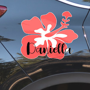 Adesivo Nome Personalizado Desenho de Flor Havaiana Fofa L
