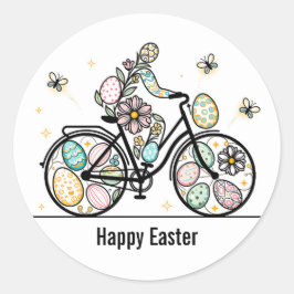 Adesivo Nome Personalizado Design de Bicicleta de Páscoa