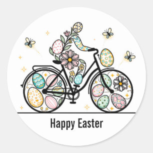 Adesivo Nome Personalizado Design de Bicicleta de Páscoa