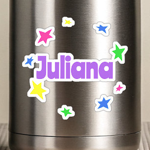 Adesivo Nome Personalizado Divertido Colorido Estrelas da 