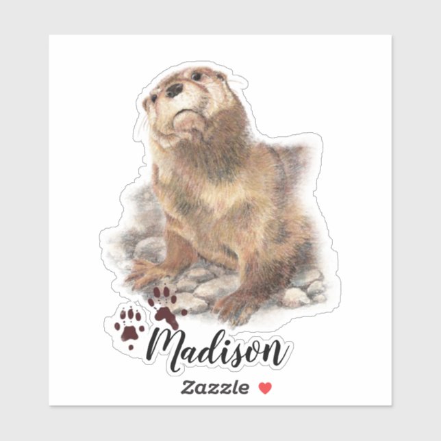 Adesivo Nome Personalizado do Animal de Cubo de Aquarela (Folha)