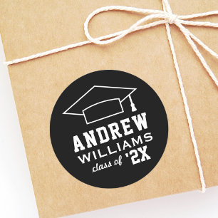 Adesivo Nome personalizado do Boné de formatura preto e b