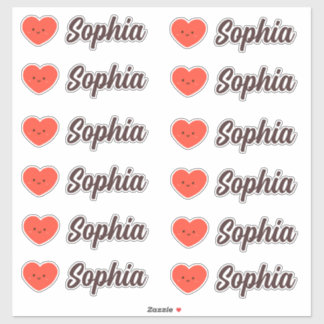 Adesivo Nome Personalizado do Coração Kawaii Cute