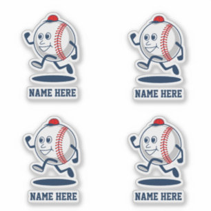 Adesivo Nome personalizado do desenho de baseball Softball
