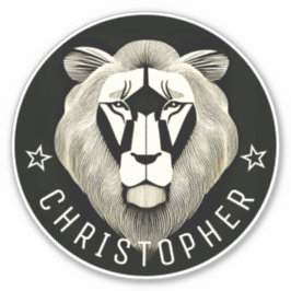 Adesivo Nome Personalizado do Leão Antigo Legal Preto e Br