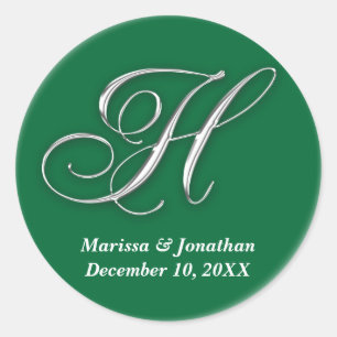 Adesivo Nome personalizado do monograma H verde inicial Fo