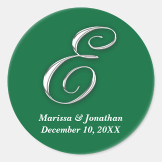 Adesivo Nome personalizado do monograma verde E inicial