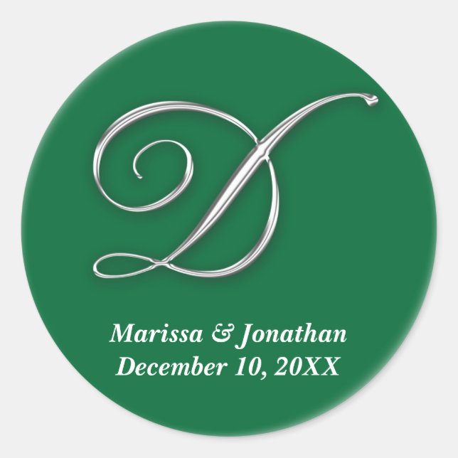 Adesivo Nome personalizado do monograma verde inicial (Frente)