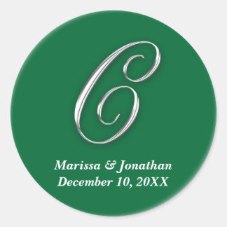 Adesivo Nome personalizado do monograma verde inicial Fr