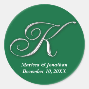 Adesivo Nome personalizado do monograma verde K inicial