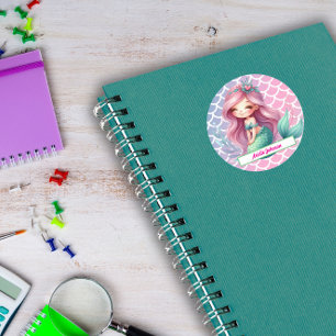 Adesivo Nome personalizado do padrão de Mermaid