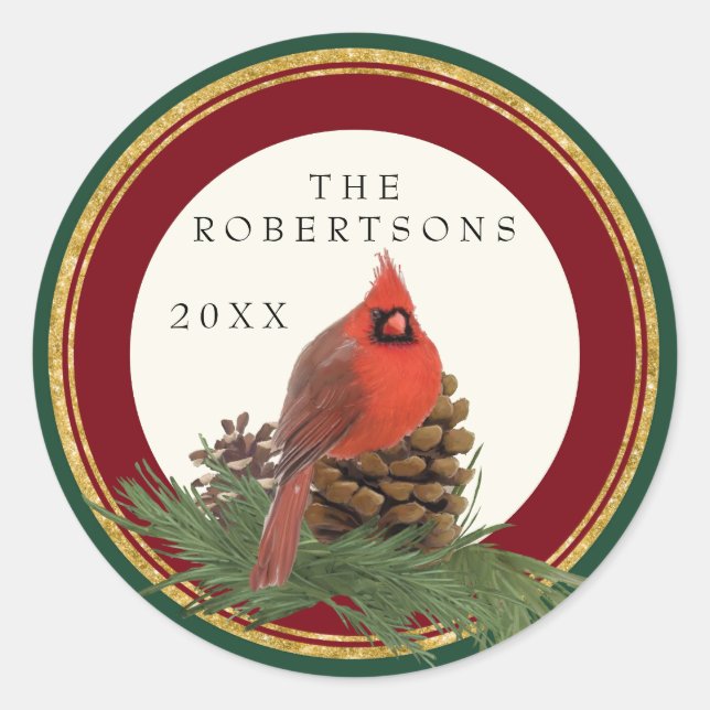 Adesivo Nome Personalizado Do Pinho Cardeal Pintado À Mão (Frente)