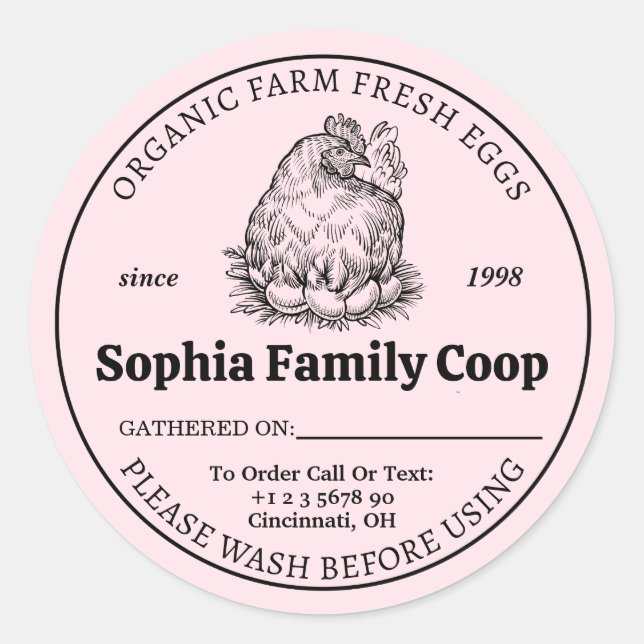 Adesivo Nome Personalizado do Proprietário da Coop de Fran (Frente)