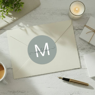 Adesivo Nome Personalizado do Rótulo Monograma Verde Empoe