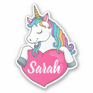 Adesivo Nome Personalizado do Unicorn de Cubo