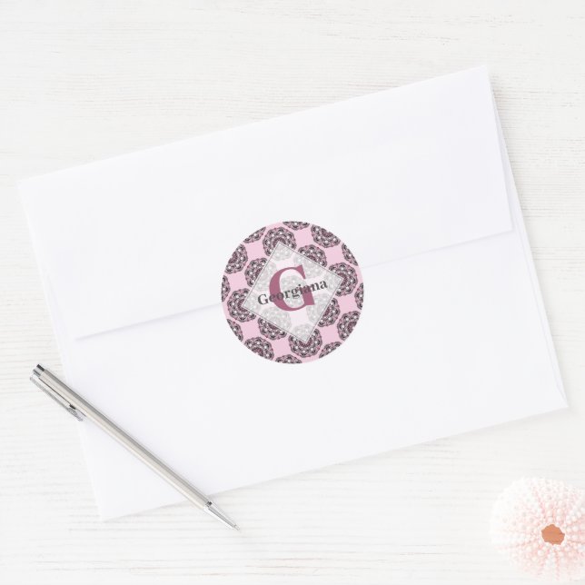 Adesivo Nome personalizado Dusky Rosa Cherry Blossom Dot M (Envelope)