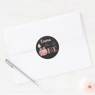 Adesivo Nome Personalizado é um Cute Pinkoween Assustador