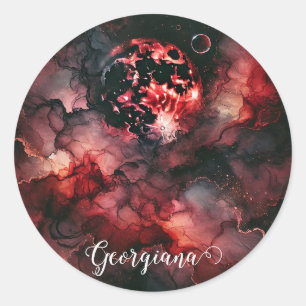 Adesivo Nome Personalizado Eerie Blood Moon Halloween Tint