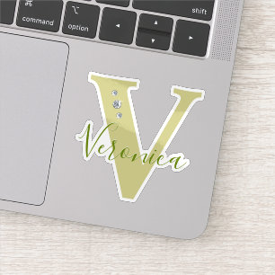 Adesivo Nome Personalizado Elegante com Diamantes Falsos M