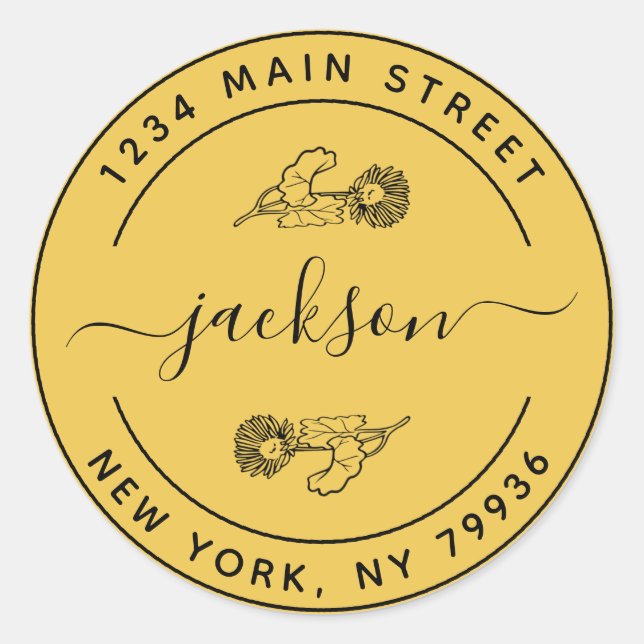 Adesivo Nome Personalizado Endereço de Devolução Redondo M (Frente)