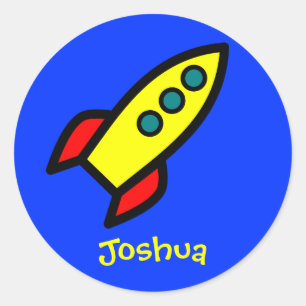 Adesivo Nome Personalizado - Entrega do Foguete de Cartoon