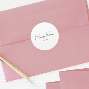 Adesivo Nome Personalizado Escrito Manuscrito Mínimo Branc