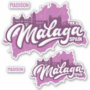 Adesivo Nome Personalizado / Espanha de Málaga de Texto