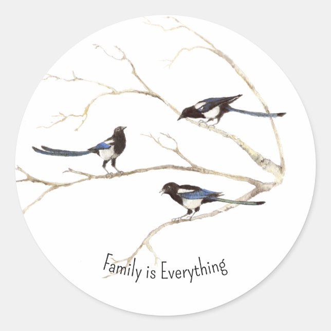 Adesivo Nome personalizado Família Magpie Bird é tudo (Frente)