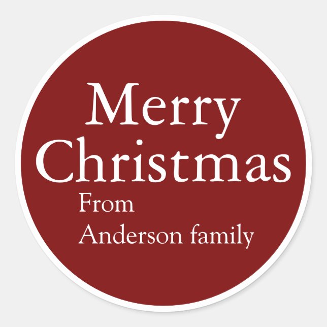 Adesivo Nome Personalizado Feliz Natal Vermelho Script Ret (Frente)